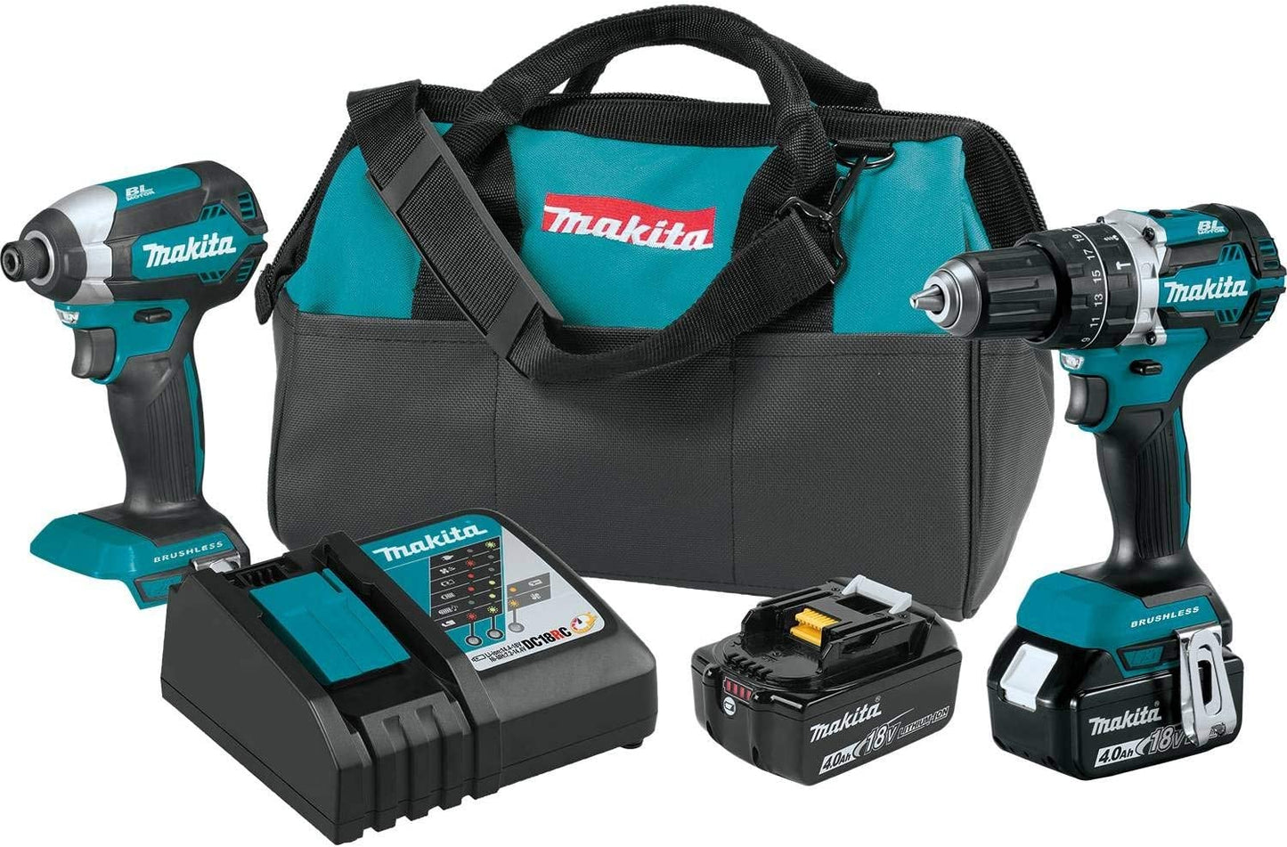 Makita XT269MB 18 V LXT – Set de taladro sin escobillas 2-PC. Combo Kit (4.0AH), XT269M, Kit en combo, Azul