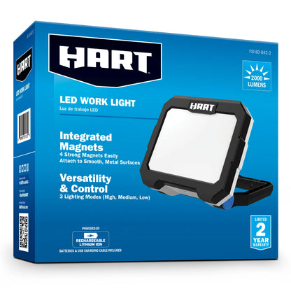HART LED Rechargeable Area Work-Light with Magnetic Base 2000 Lumens