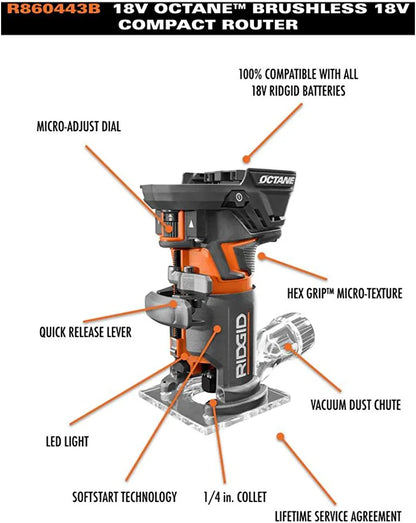 Ridgid Router 18v R860443B sin escobillas