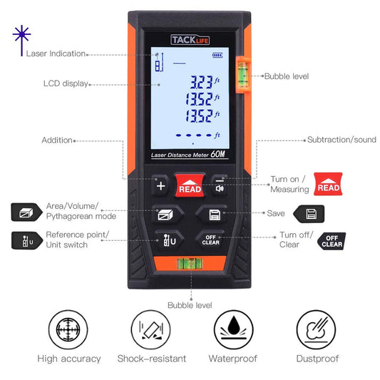 TACKLIFE Telemetro laser 50m