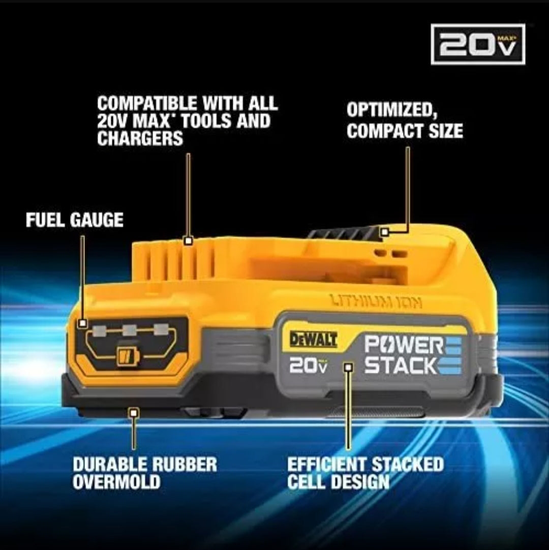 DEWALT Batería compacta POWERSTACK™ de 20 V MAX* Paquete de 2 (DCBP034-2)