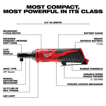 Milwaukee M12 Matraca 3/8 2457-20